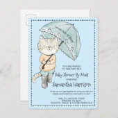 Cute Cat met baarmoeder | Baby shower per post Uitnodiging Briefkaart (Voorkant / Achterkant)