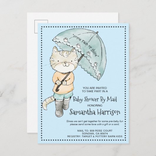 Cute Cat met baarmoeder | Baby shower per post Uitnodiging Briefkaart (Voorkant / Achterkant)