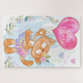 Cute Cat met ballon Legpuzzel (Horizontaal)