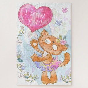 Cute Cat met ballon Legpuzzel