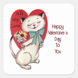 Cute Cat met bloemen Sticker