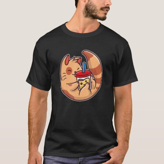 Cute Cat met Boba Ea T-shirt (Voorkant)