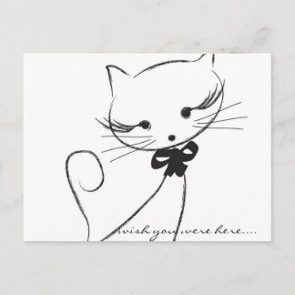 Cute Cat met Bow-Briefkaart Briefkaart