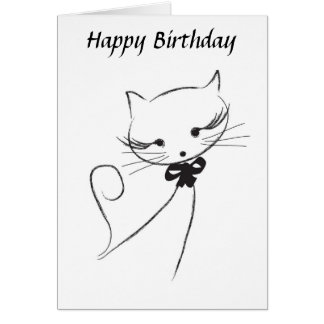 Cute Cat met bow Happy Birthday-kaart