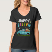 Cute Cat met Bunny Ears Egg Truck Easter T-shirt (Voorkant)