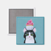 Cute Cat met Cupcake magneet (Voorkant / Achterkant)