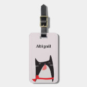 Cute Cat met een Beau Stropdas Cartoon Bagagelabel (Voorkant verticaal)