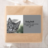 Cute Cat met Glasgrijs adreslabel Etiket (Insitu)