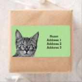 Cute Cat met Glasses op Light Green Address Label (Insitu)