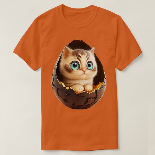 Cute Cat met grote ogen in ei 2 T-shirt (Design voorkant)