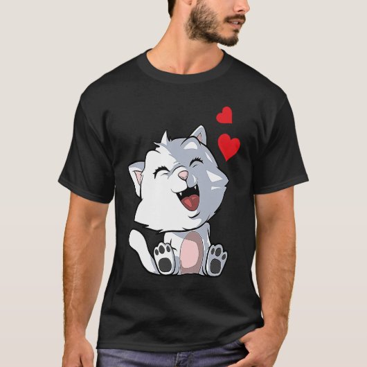 Cute Cat met hart 2 T-shirt (Voorkant)