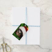 Cute Cat met kerstboom Cadeaulabel (Met Touw)