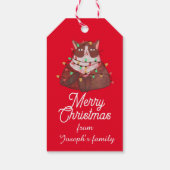 Cute cat met kerstlicht cadeaulabel (Achterkant)