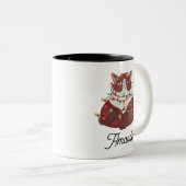 Cute cat met kerstmis light Two-Tone mok (Voorkant rechts)