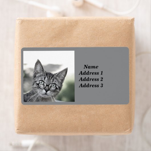 Cute Cat met label Glasadres (Insitu)