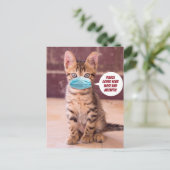 Cute Cat met masker - Hoesje alsjeblieft je meomet Briefkaart (Staand voorkant)