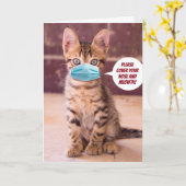 Cute Cat met masker - Hoesje alsjeblieft je meomet Kaart (Gele Bloem)