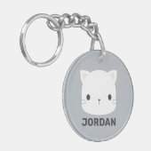 Cute Cat met persoonlijke naam Sleutelhanger (Voorkant Links)