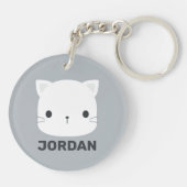 Cute Cat met persoonlijke naam Sleutelhanger (Achterkant)