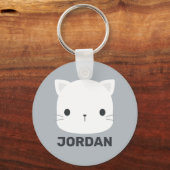 Cute Cat met persoonlijke naam Sleutelhanger (Voorkant)