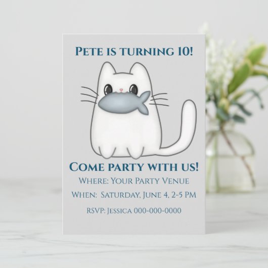 Cute Cat met prijs visdag Kaart (Staand voorkant)