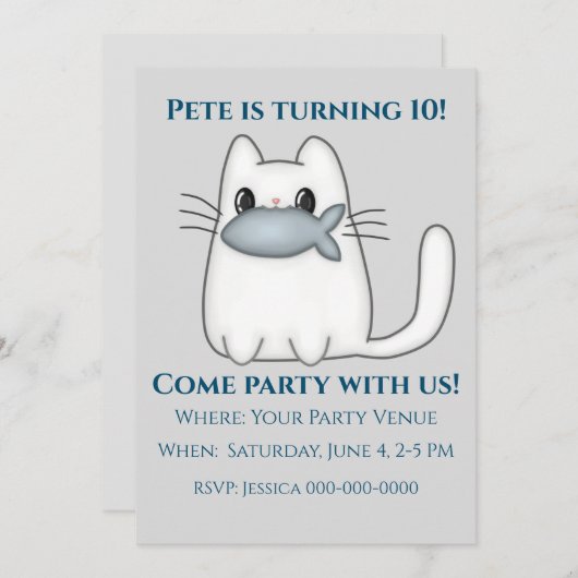 Cute Cat met prijs visdag Kaart (Voorkant / Achterkant)