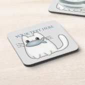 Cute Cat met Prize Fish Bier Onderzetter (Linkerzijde)
