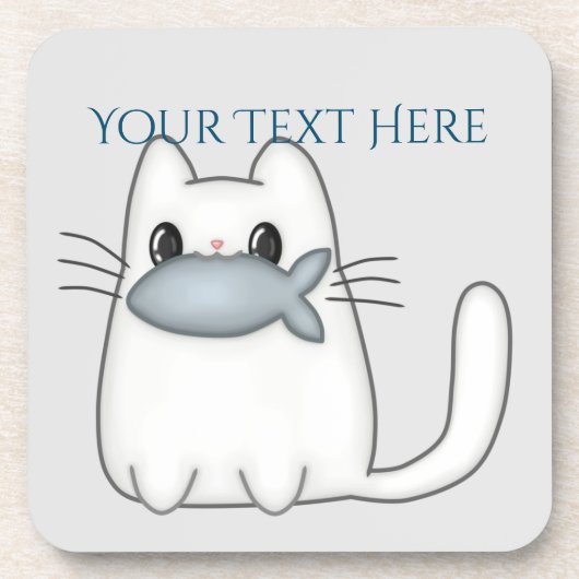 Cute Cat met Prize Fish Bier Onderzetter (Voorkant)