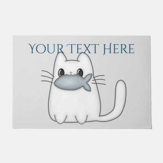 Cute Cat met Prize Fish Deurmat (Voorkant)