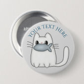 Cute Cat met Prize Fish Ronde Button 7,6 Cm (Voorkant /achterkant)