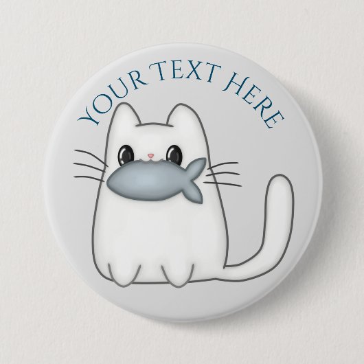 Cute Cat met Prize Fish Ronde Button 7,6 Cm (Voorkant)