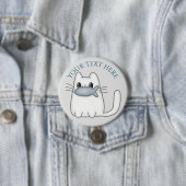 Cute Cat met Prize Fish Ronde Button 7,6 Cm (In situ)