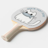 Cute Cat met Prize Fish Tafeltennisbatje (Voorkant Gekanteld)