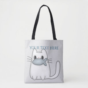 Cute Cat met Prize Fish Tote Bag