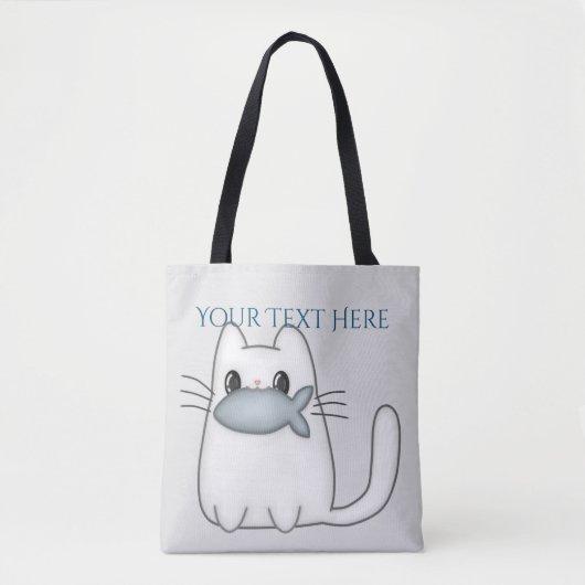 Cute Cat met Prize Fish Tote Bag (Voorkant)