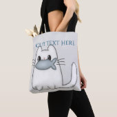Cute Cat met Prize Fish Tote Bag (Dichtbij)