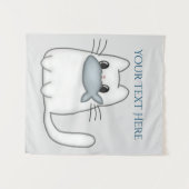 Cute Cat met Prize Fish Wandkleed (Voorkant (horizontaal))