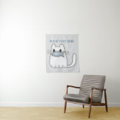 Cute Cat met Prize Fish Wandkleed (In situ)