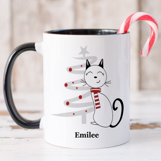 Cute Cat met Red Scarf-kerstMok Mok