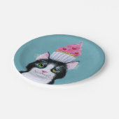 Cute Cat met roze cupcake Papieren Bordje (Gekanteld)