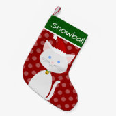 Cute Cat met Santa Hat Kleine Kerstsok (Voorkant (Hangend))