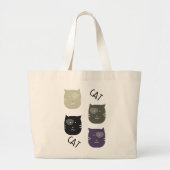 Cute Cat met Spots Whimiscal Grote Tote Bag (Voorkant)