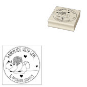 Cute Cat met Wool Ball Handgemaakt met liefde, Rubberstempel (Gestempeld)