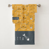 Cute Cat Modern Patroon Bad Handdoek (Insitu)