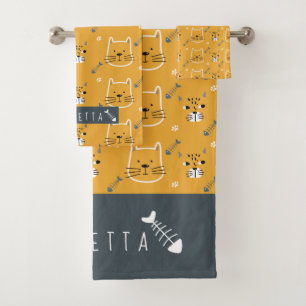 Cute Cat Modern Patroon Bad Handdoek