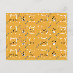 Cute Cat Modern Patroon Briefkaart