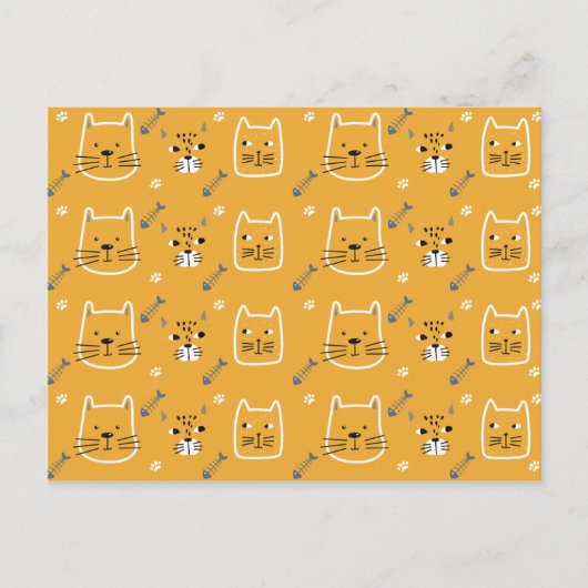 Cute Cat Modern Patroon Briefkaart (Voorkant)