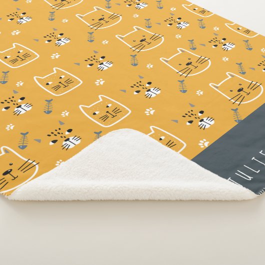 Cute Cat Modern Pattern Name Sherpa Deken (3/4)