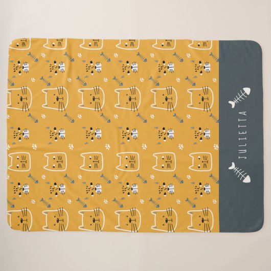 Cute Cat Modern Pattern Name Sherpa Deken (Voorkant (horizontaal))