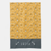Cute Cat Modern Pattern Personalized Theedoek (Verticaal)